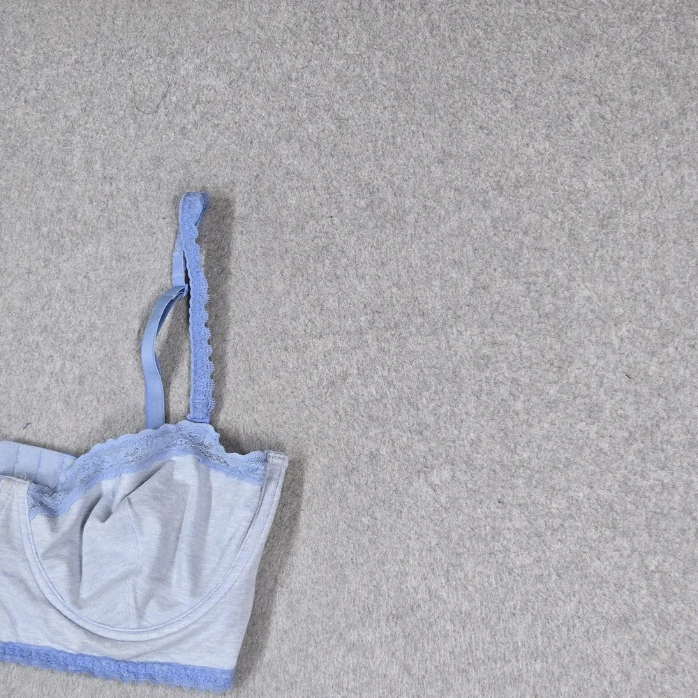 Victoria's Secret Women Bra 36D Blue T Shirt Underwired Lace Strap